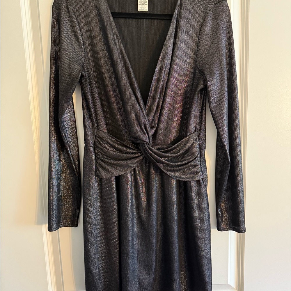 Altar'd State Shimmering Black Long Sleeve Dress
